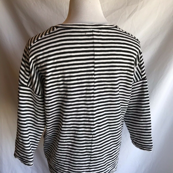 Madewell Striped Side Button Top Womens SZ M 3/4 - Picture 5 of 6